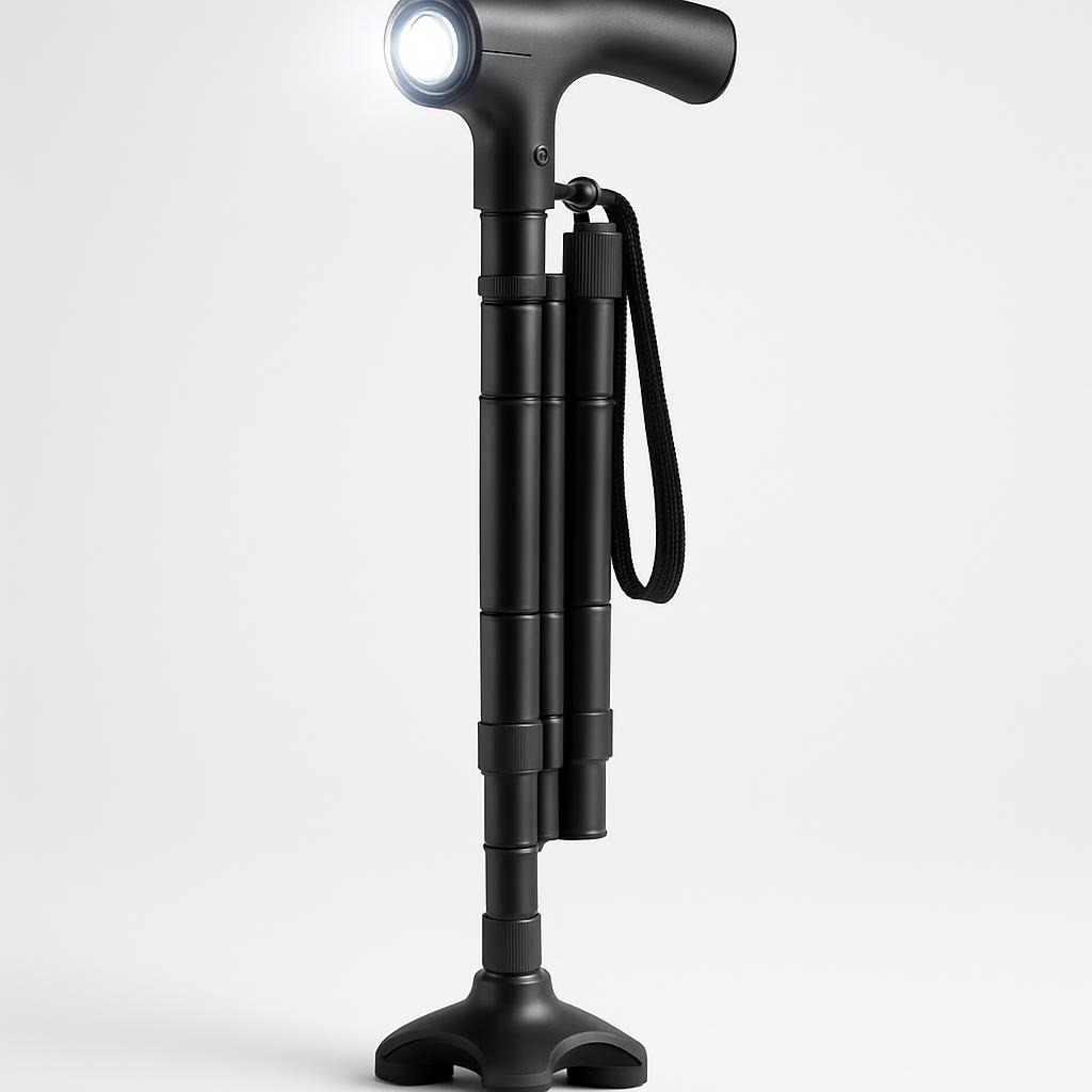 Kizu Smart Cane review 2025 - foldable, sturdy, travel-ready smart walking cane with LED light technology for safe mobility